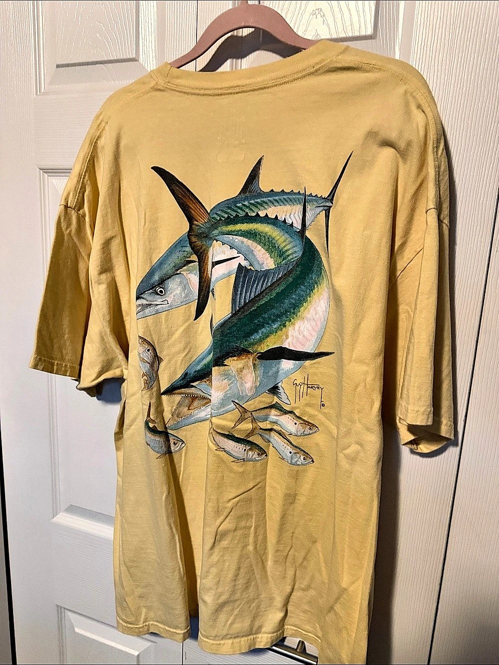 Guy Harvey Bigwater Fishing Graphic Tee 2XL Yellow